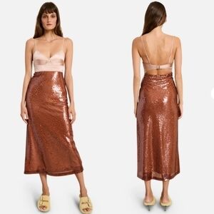 New A.L.C. Gisele Sequined Brownsirocco Midi Dress NWT 6 US
